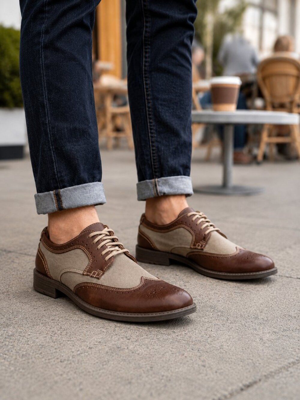 Clarks Brown Leather Canvas Saddle Oxford Shoes Mens US 12 Casual Dress